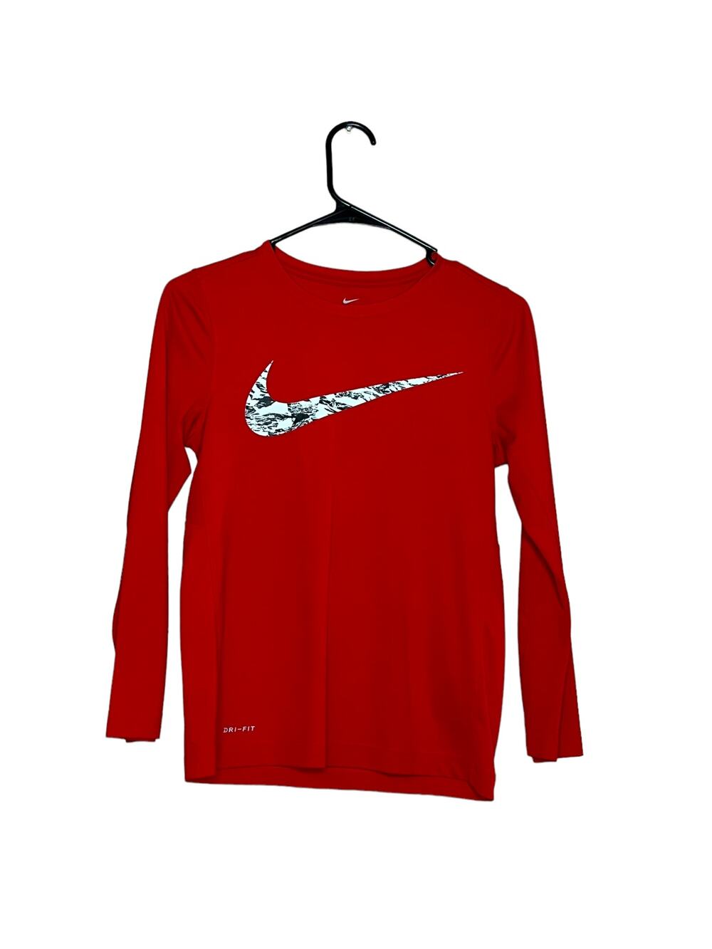 Nike red long sleeve t shirt running crewneck pulloverPixel Block Swoosh Tee